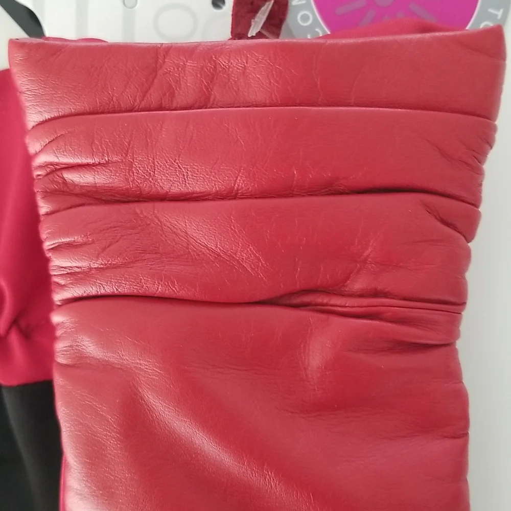 Touch Screen Red Leather Gloves